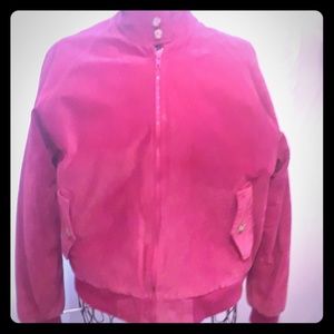 Red suede vintage bomber by Authentic Imports